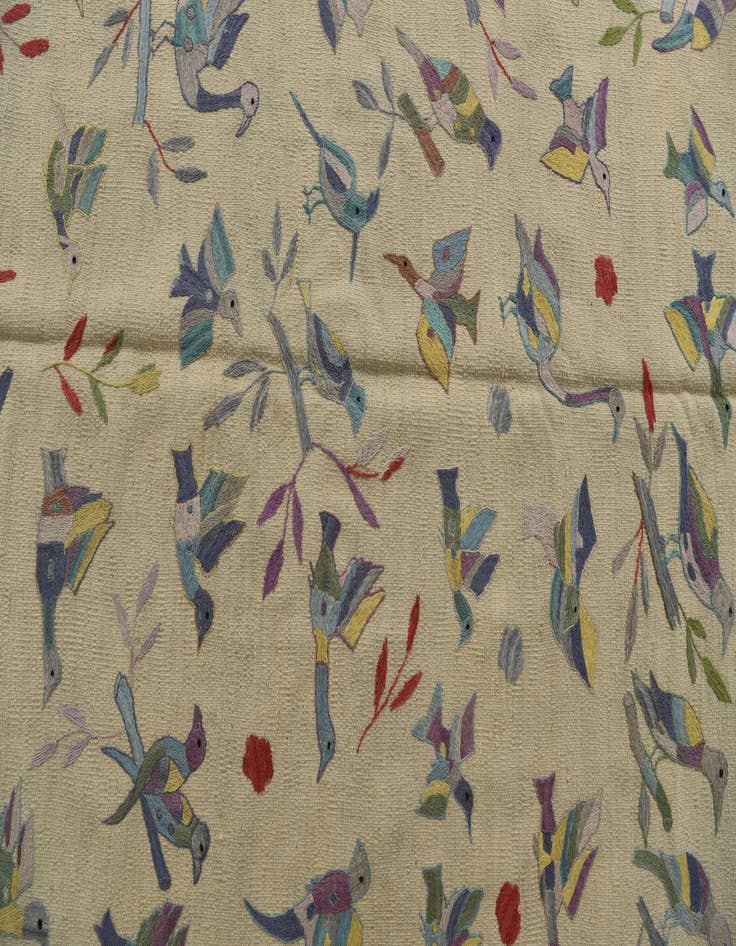 Detail image of  4' 4 x 5' 8  Hand Woven Kilim Suzani Wool Rug