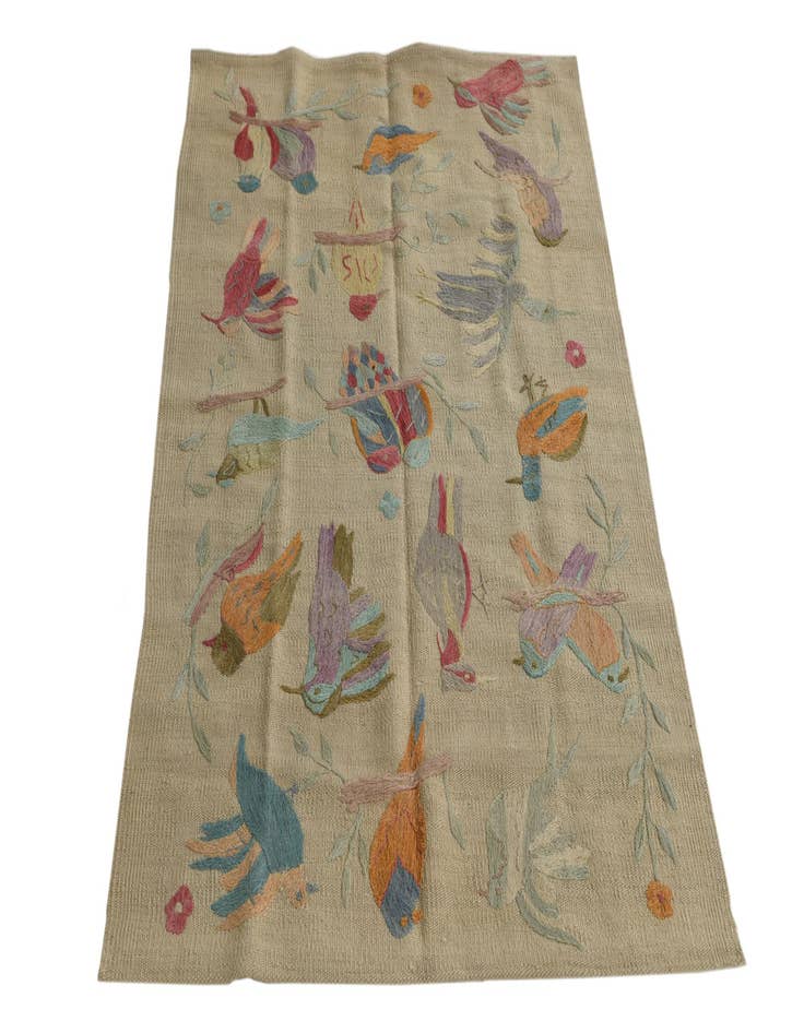 Detail image of  3' 1 x 4' 7  Hand Woven Kilim Suzani Wool Rug