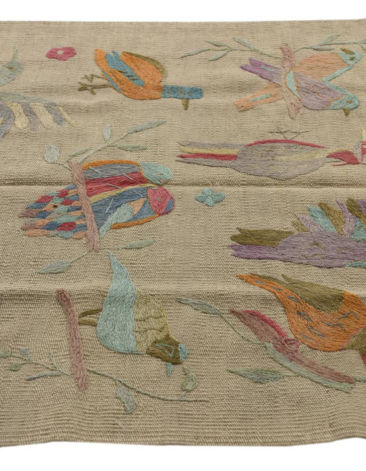 Detail image of  3' 1 x 4' 7  Hand Woven Kilim Suzani Wool Rug