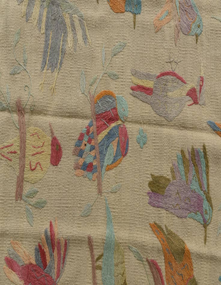 Detail image of  3' 1 x 4' 7  Hand Woven Kilim Suzani Wool Rug