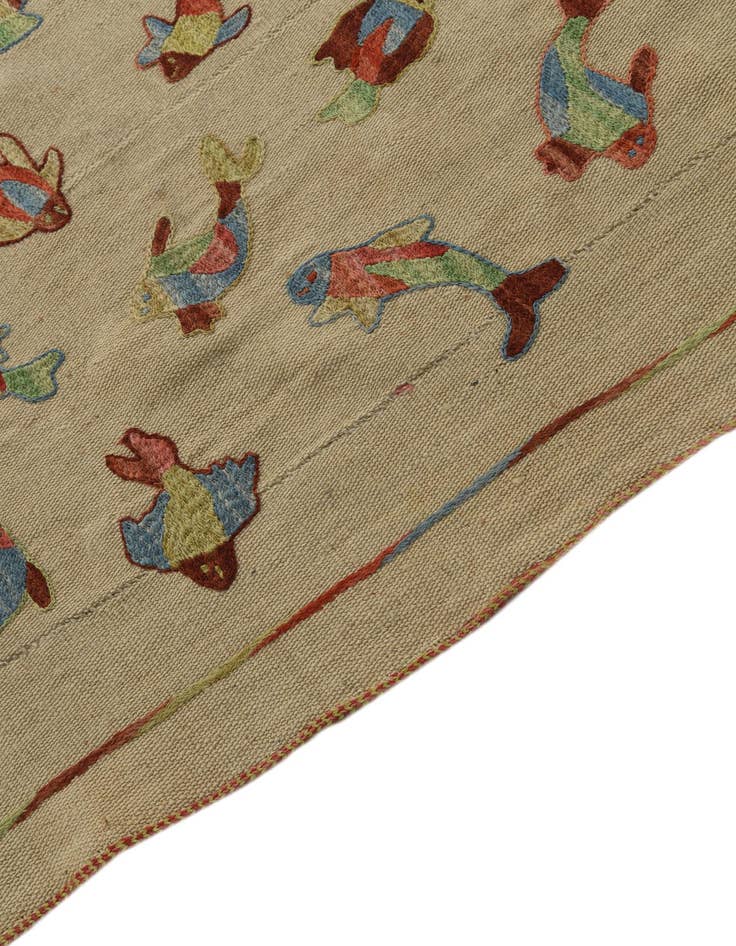 Detail image of  4' 10 x 6' 6  Hand Woven Kilim Suzani Wool Rug