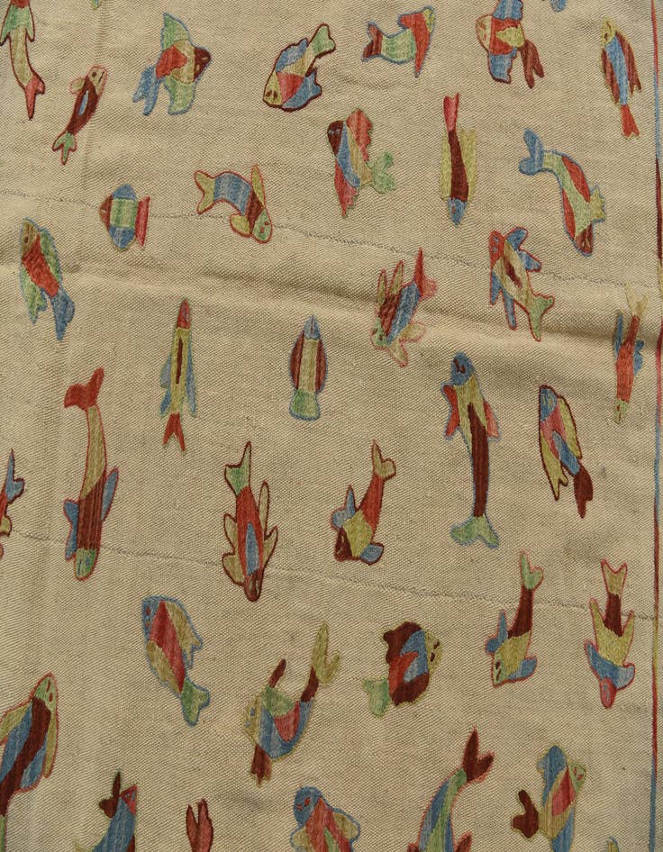 Detail image of  4' 10 x 6' 6  Hand Woven Kilim Suzani Wool Rug