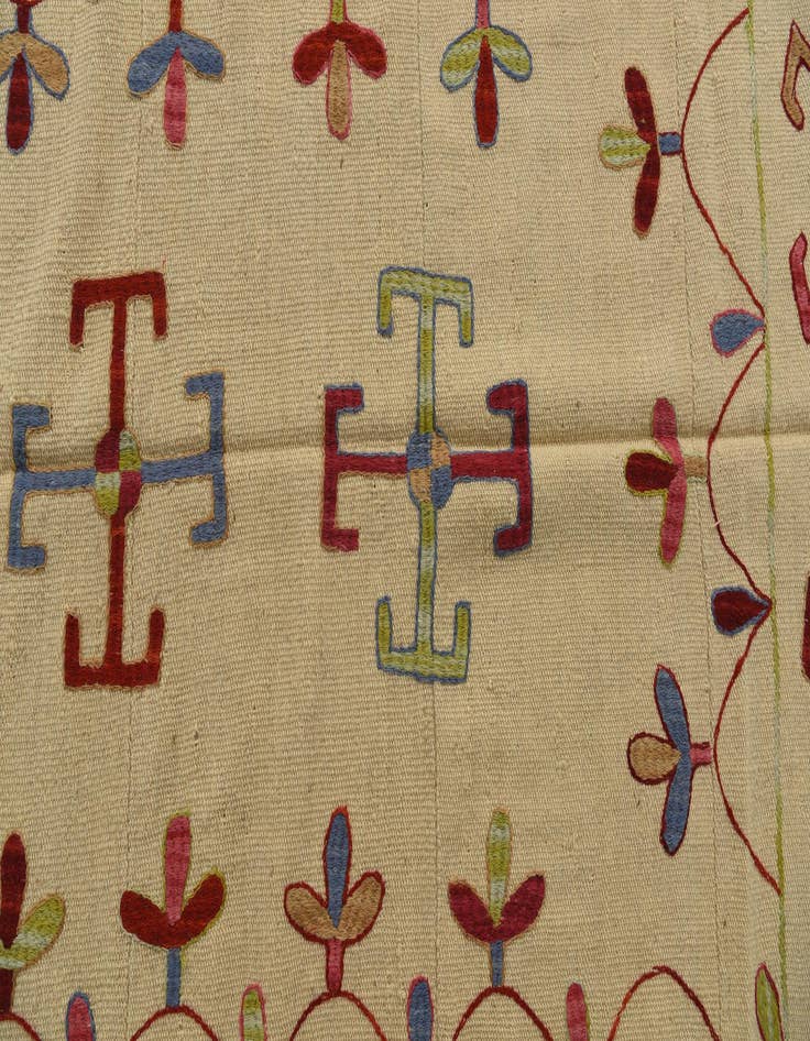 Detail image of  4' x 5' 8  Hand Woven Kilim Suzani Wool Rug