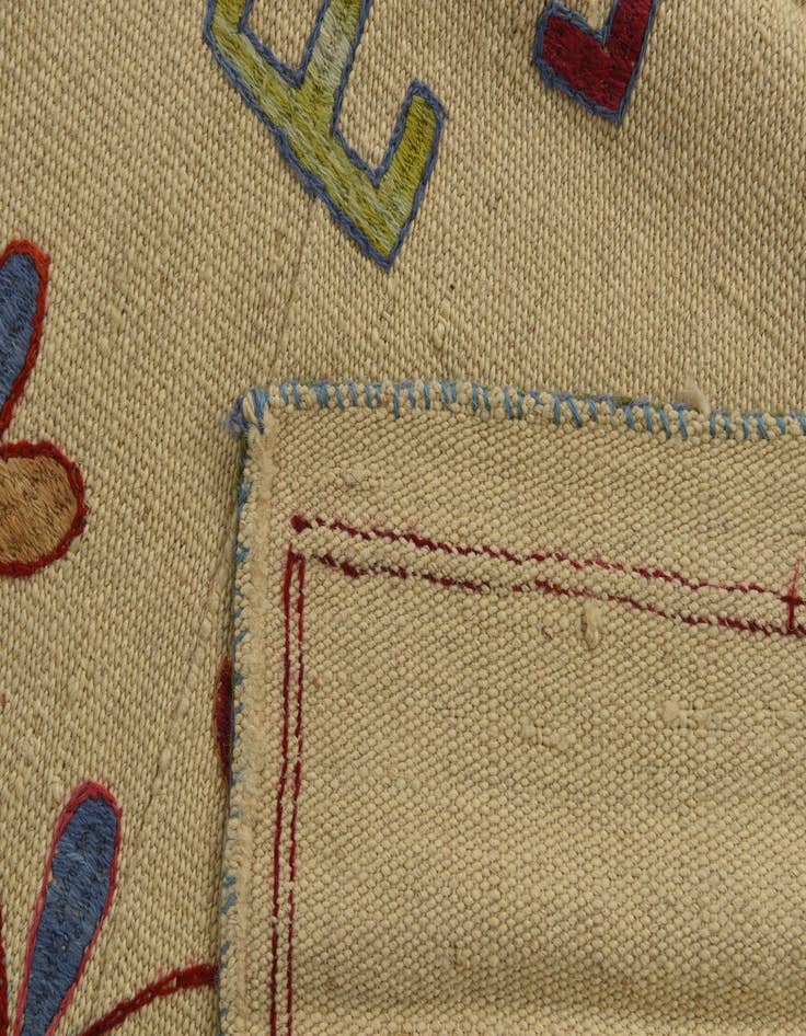 Detail image of  4' x 5' 8  Hand Woven Kilim Suzani Wool Rug