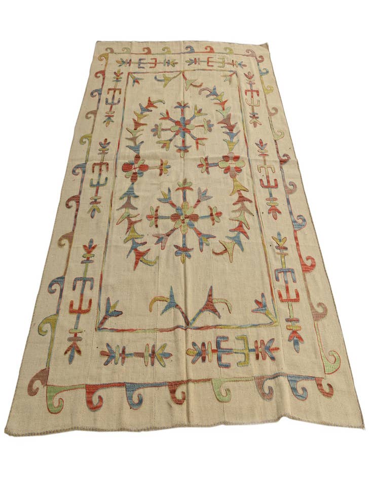 Detail image of  5' 7 x 7' 6  Hand Woven Kilim Suzani Wool Rug