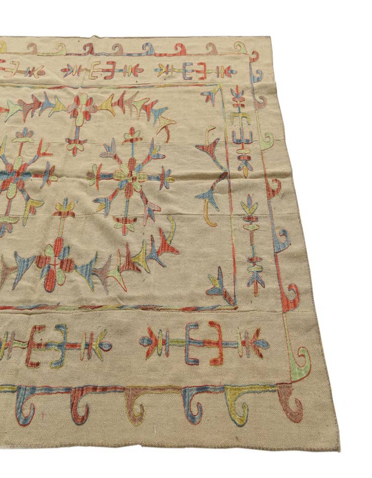 Detail image of  5' 7 x 7' 6  Hand Woven Kilim Suzani Wool Rug