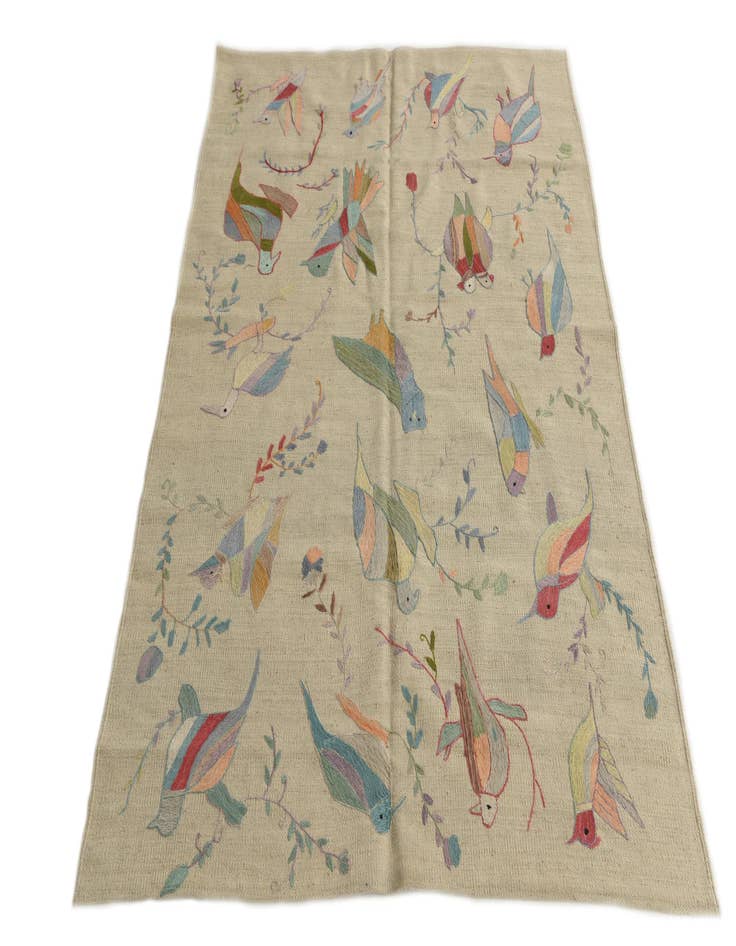 Detail image of  4' 2 x 5' 9  Hand Woven Kilim Suzani Wool Rug