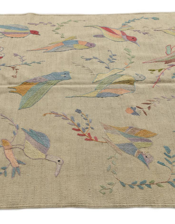 Detail image of  4' 2 x 5' 9  Hand Woven Kilim Suzani Wool Rug