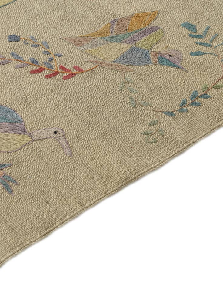 Detail image of  4' 2 x 5' 9  Hand Woven Kilim Suzani Wool Rug