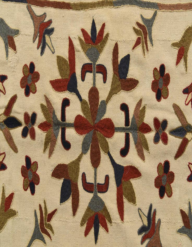 Detail image of  4' 4 x 5' 5  Hand Woven Kilim Suzani Wool Rug