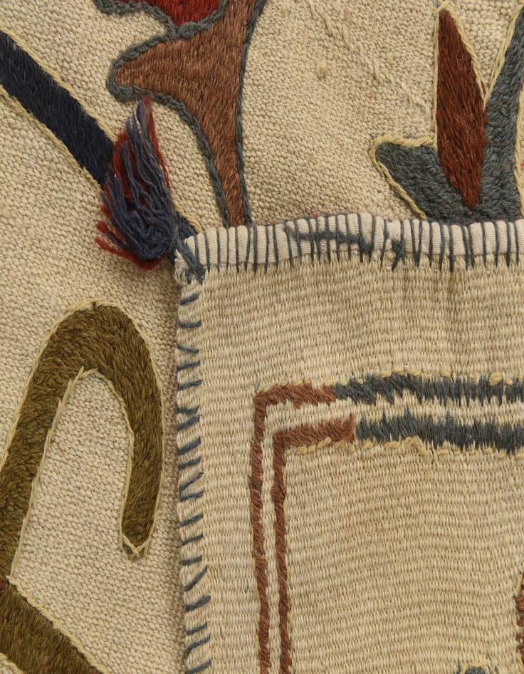 Detail image of  4' 4 x 5' 5  Hand Woven Kilim Suzani Wool Rug
