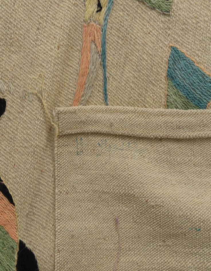 Detail image of  5' 8 x 7' 4  Hand Woven Kilim Suzani Wool Rug