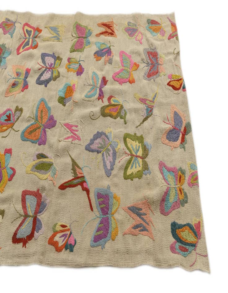 Detail image of  4' x 5' 6  Hand Woven Kilim Suzani Wool Rug