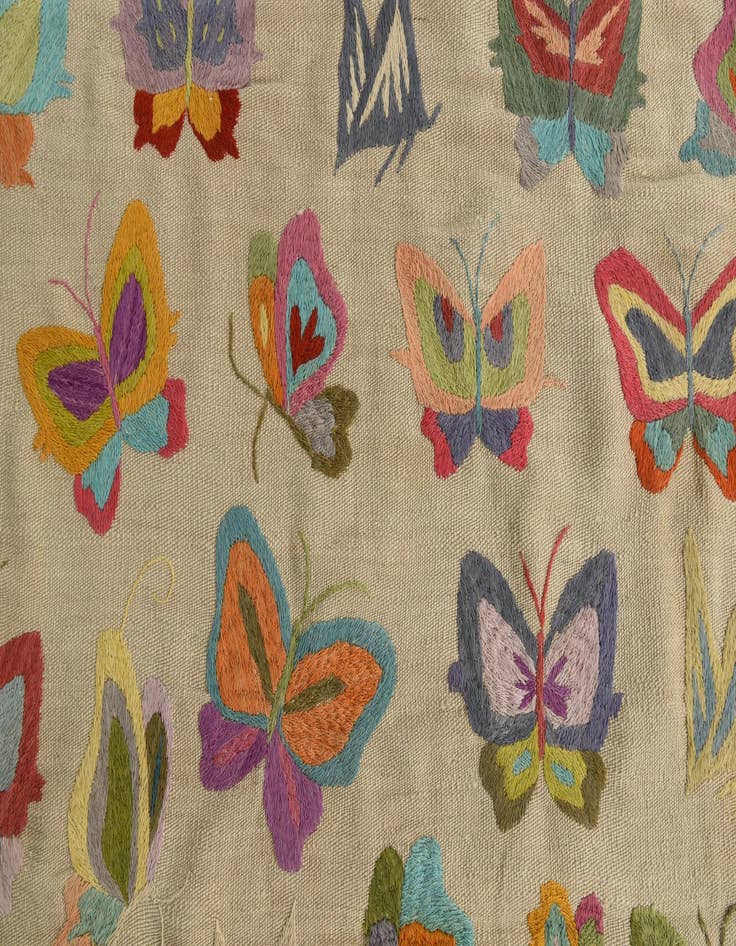 Detail image of  4' x 5' 6  Hand Woven Kilim Suzani Wool Rug