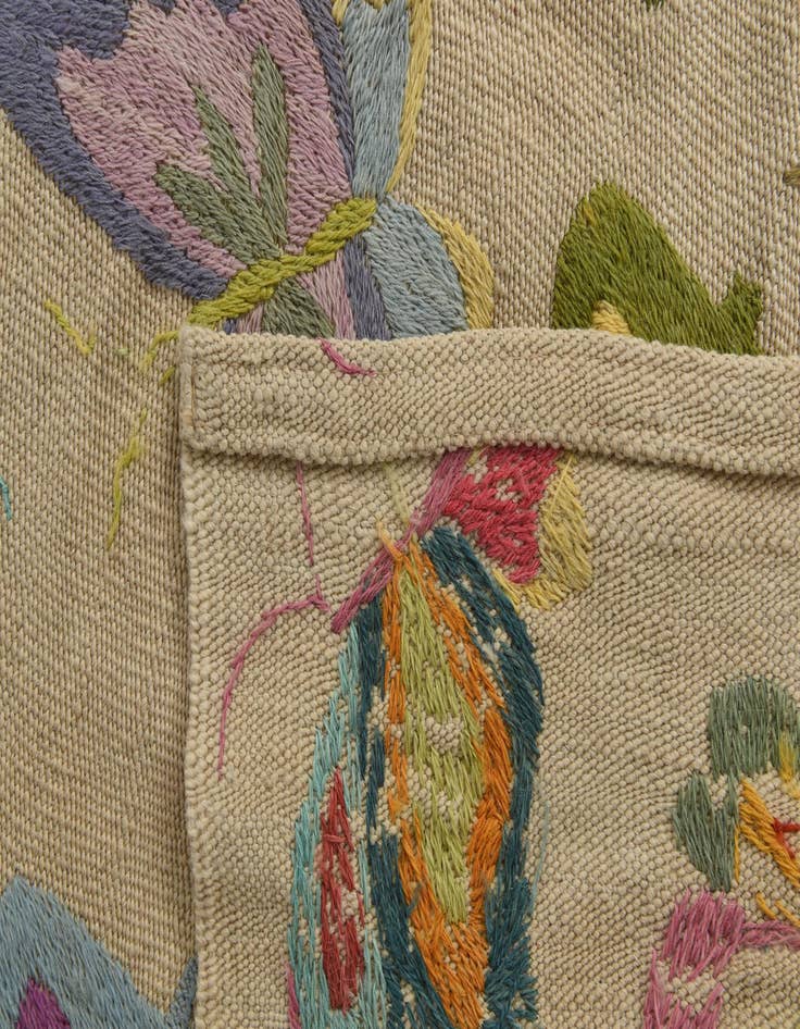 Detail image of  4' x 5' 6  Hand Woven Kilim Suzani Wool Rug