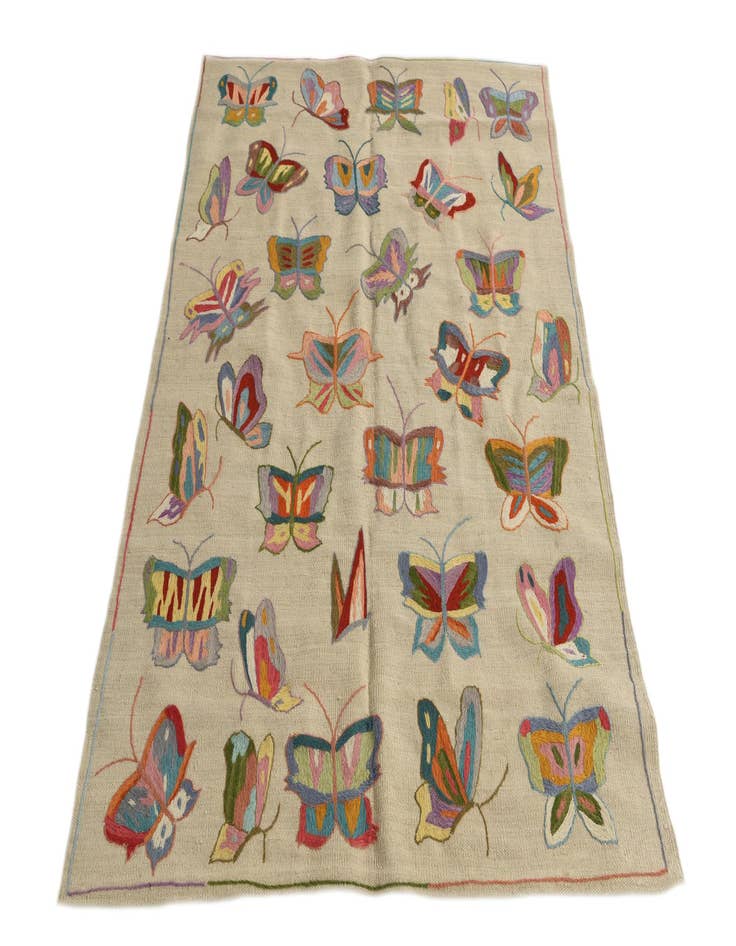 Detail image of  4' 1 x 5' 6  Hand Woven Kilim Suzani Wool Rug