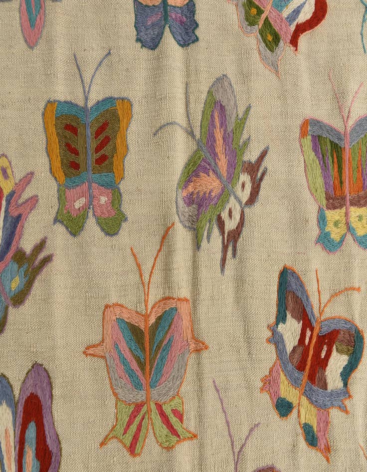 Detail image of  4' 1 x 5' 6  Hand Woven Kilim Suzani Wool Rug