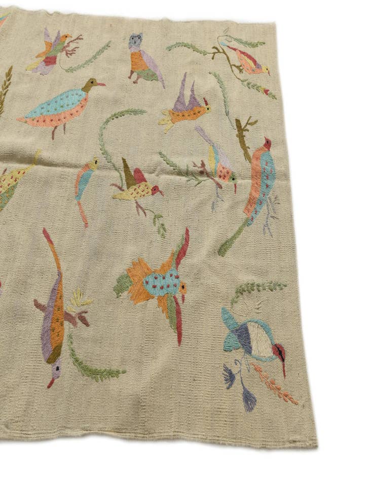 Detail image of  4' 2 x 5' 7  Hand Woven Kilim Suzani Wool Rug