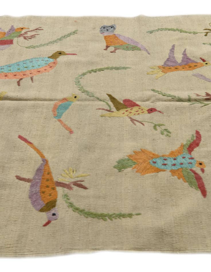 Detail image of  4' 2 x 5' 7  Hand Woven Kilim Suzani Wool Rug