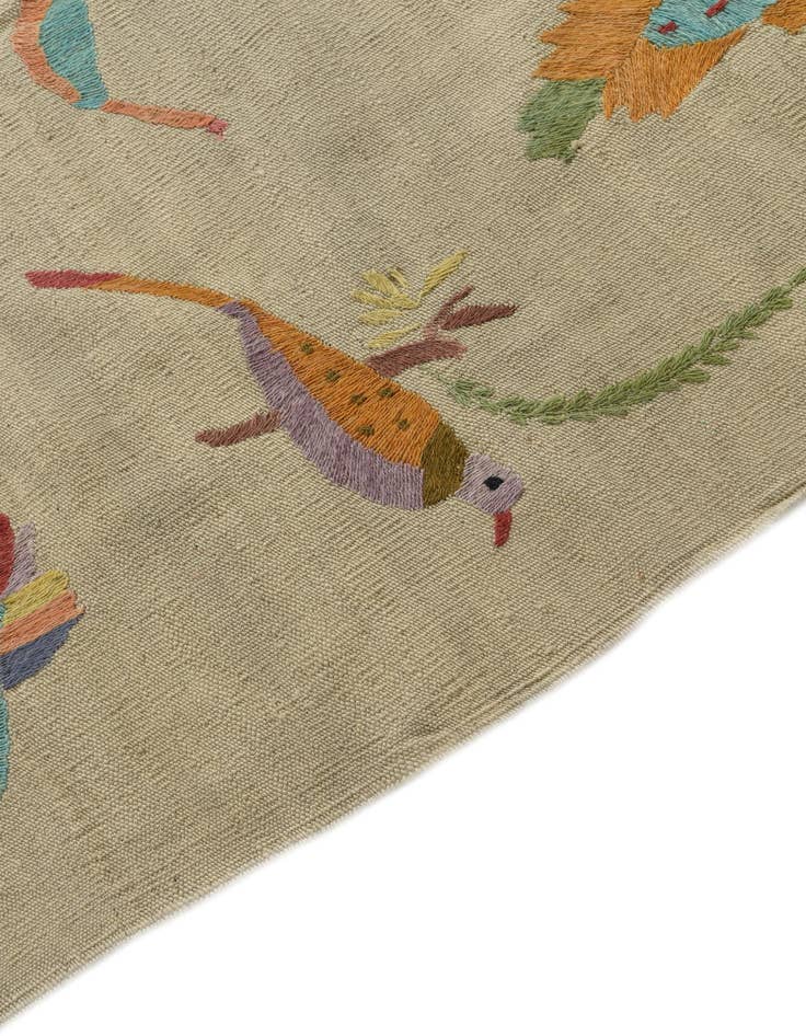 Detail image of  4' 2 x 5' 7  Hand Woven Kilim Suzani Wool Rug