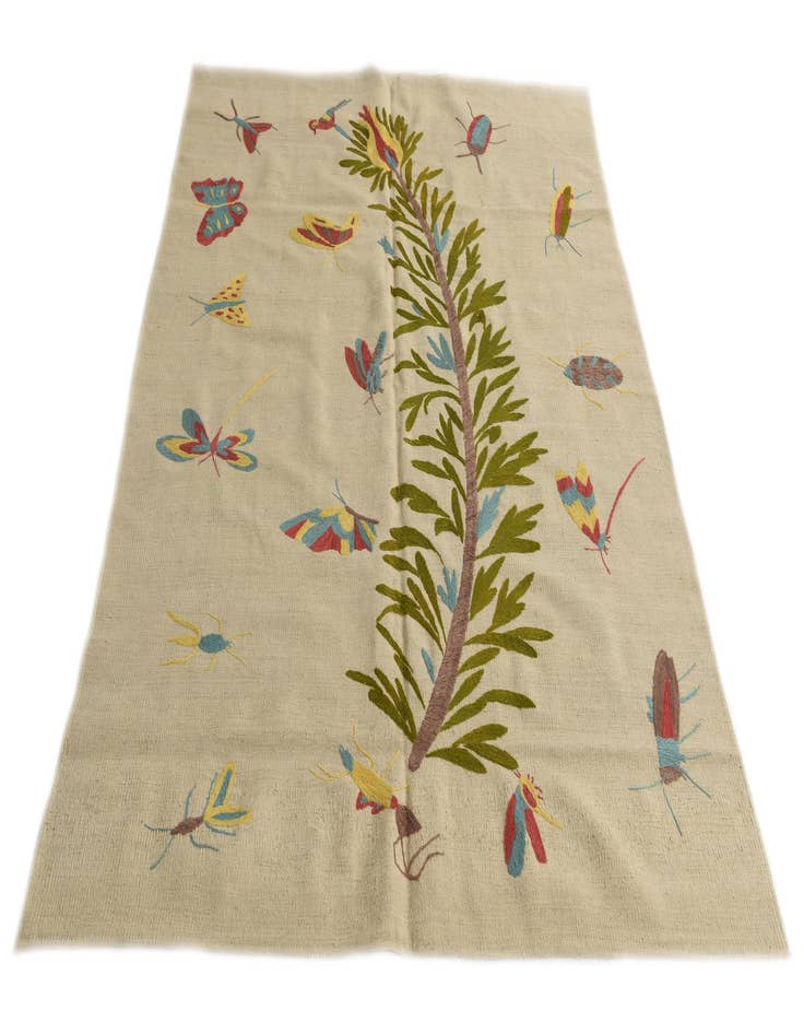 Detail image of  5' x 6' 6  Hand Woven Kilim Suzani Wool Rug