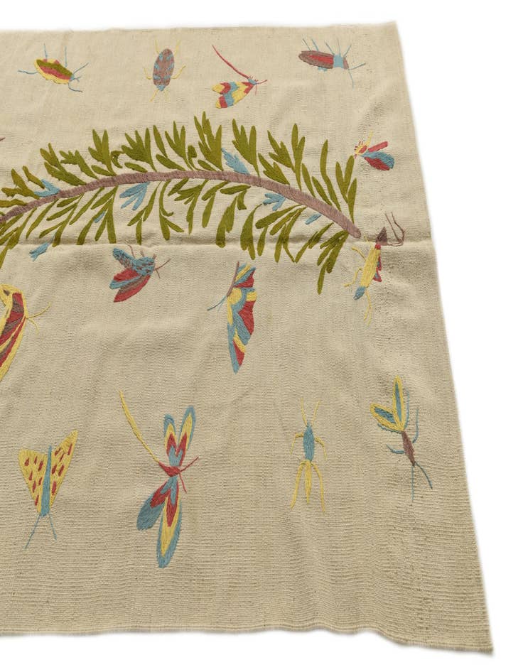 Detail image of  5' x 6' 6  Hand Woven Kilim Suzani Wool Rug