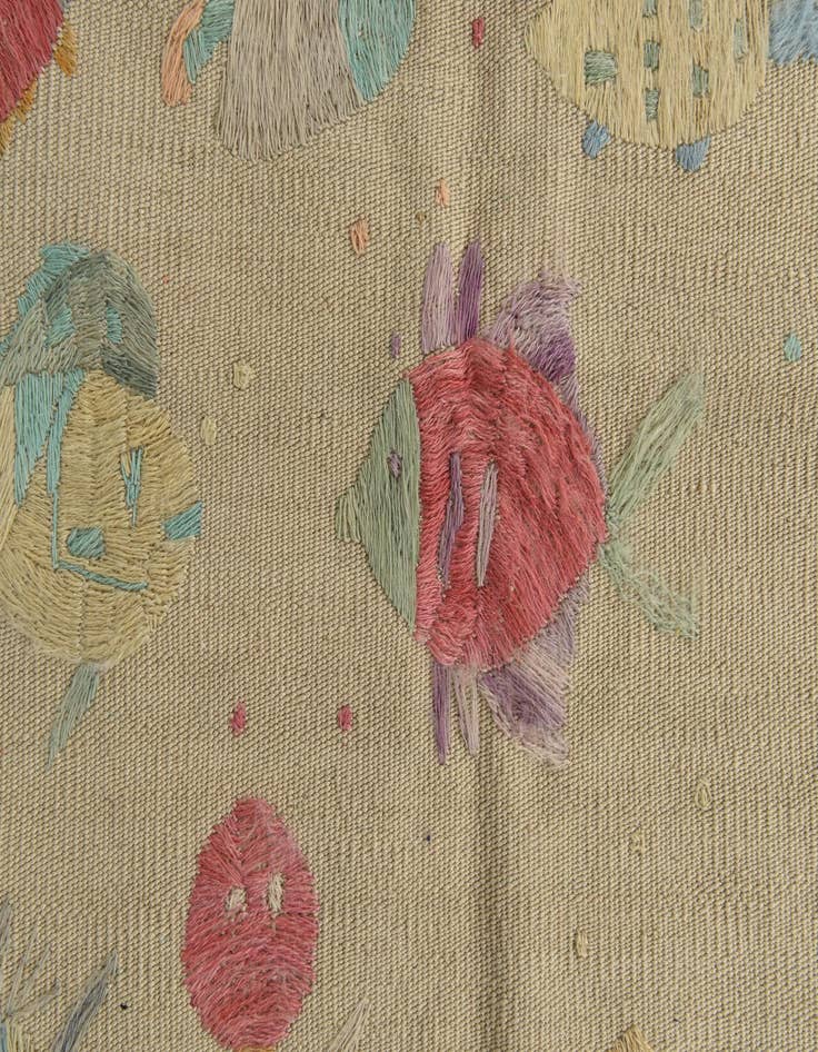 Detail image of  3' 2 x 4' 6  Hand Woven Kilim Suzani Wool Rug