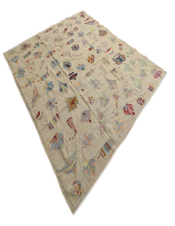 Detail image of  8' 4 x 9' 6  Hand Woven Kilim Suzani Wool Rug