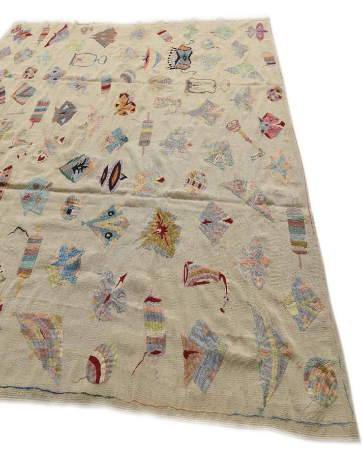 Detail image of  8' 4 x 9' 6  Hand Woven Kilim Suzani Wool Rug