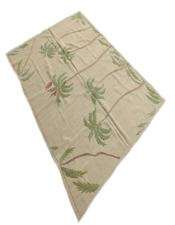 Detail image of  5' x 6' 6  Hand Woven Kilim Suzani Wool Rug