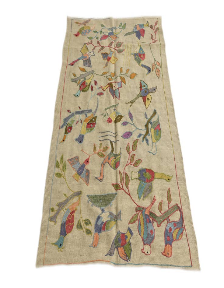 Detail image of  3' 1 x 4' 9  Hand Woven Kilim Suzani Wool Rug