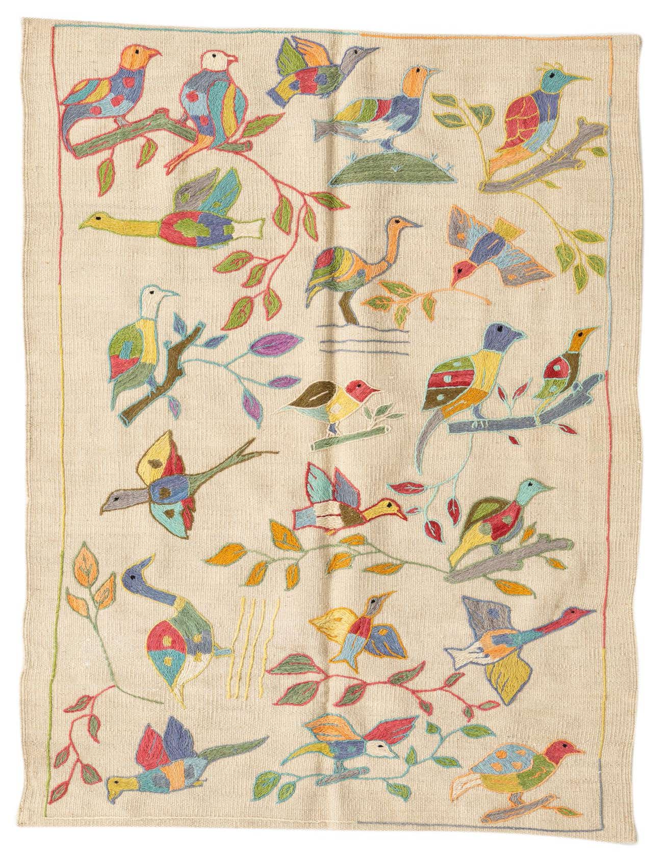 Primary image  3' 1 x 4' 9  Hand Woven Kilim Suzani Wool Rug