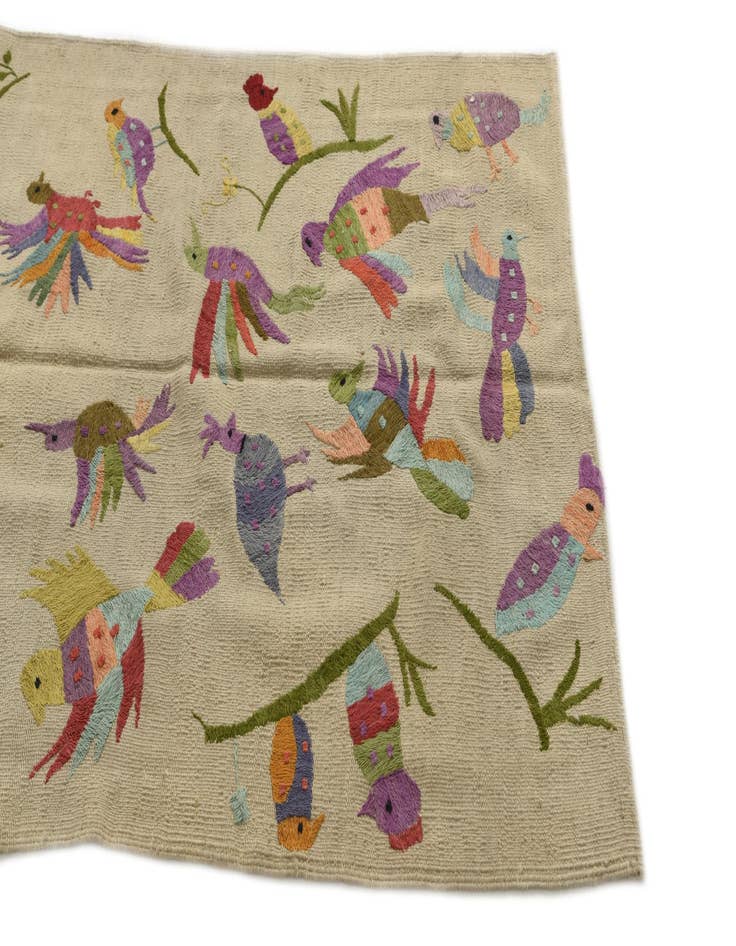 Detail image of  3' 3 x 4' 7  Hand Woven Kilim Suzani Wool Rug