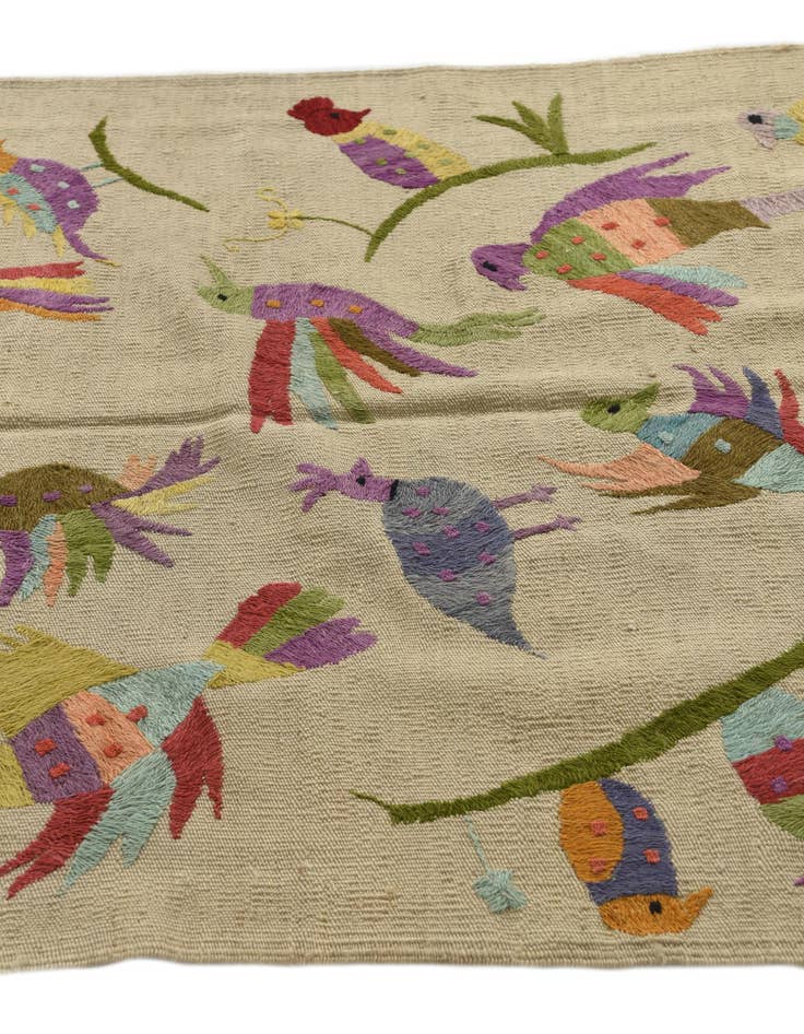 Detail image of  3' 3 x 4' 7  Hand Woven Kilim Suzani Wool Rug