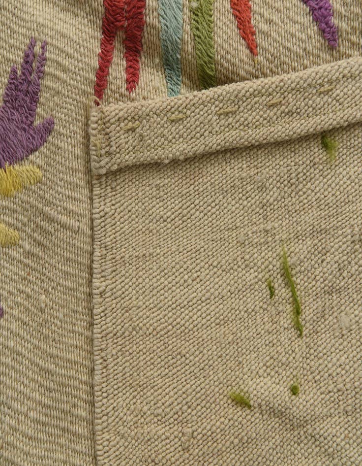 Detail image of  3' 3 x 4' 7  Hand Woven Kilim Suzani Wool Rug