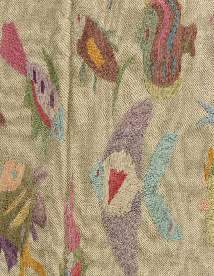 Detail image of  4' x 5' 6  Hand Woven Kilim Suzani Wool Rug