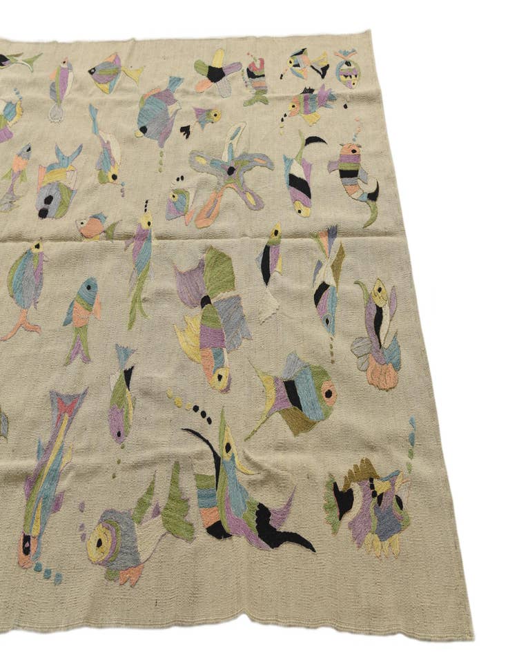 Detail image of  5' 9 x 7' 3  Hand Woven Kilim Suzani Wool Rug