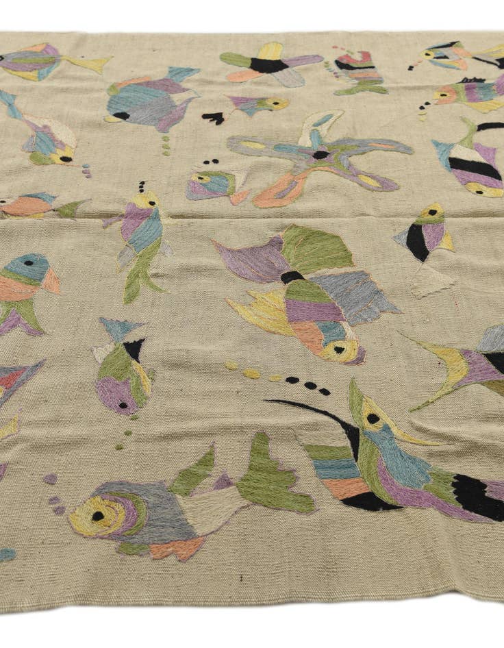 Detail image of  5' 9 x 7' 3  Hand Woven Kilim Suzani Wool Rug