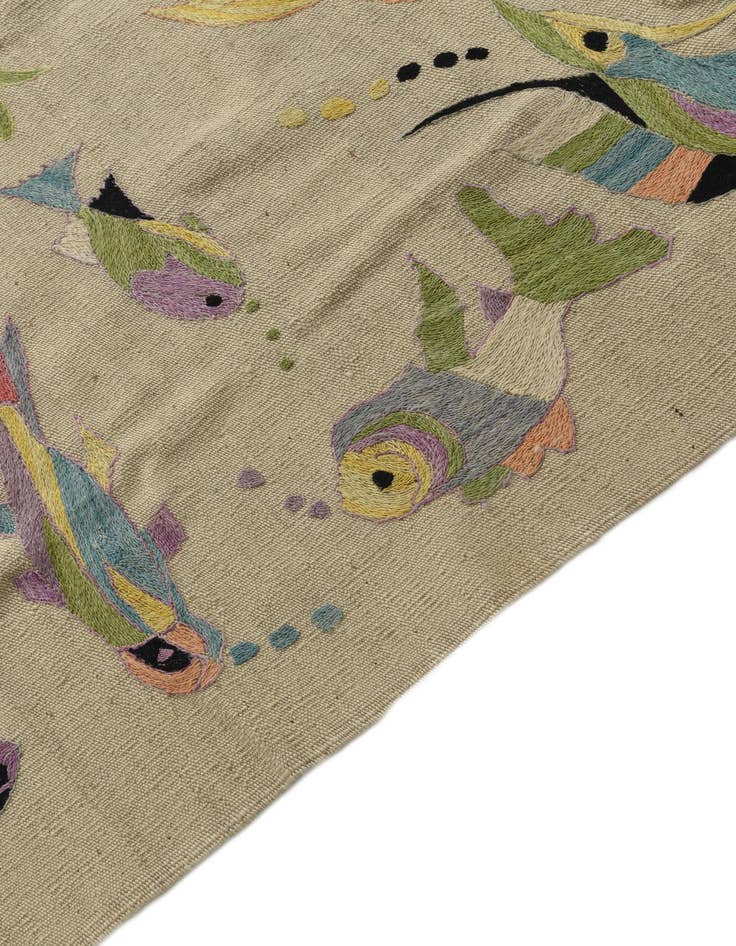 Detail image of  5' 9 x 7' 3  Hand Woven Kilim Suzani Wool Rug