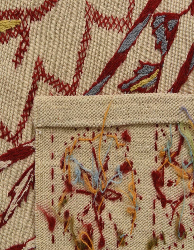 Detail image of  5' 8 x 7' 10  Hand Woven Kilim Suzani Wool Rug