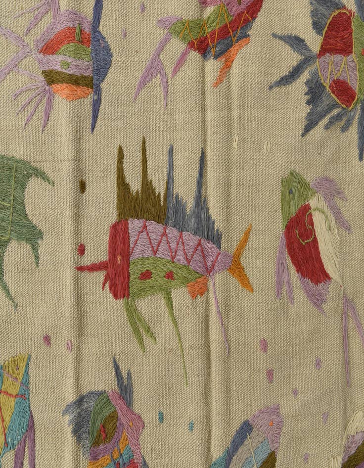 Detail image of  3' 4 x 4' 5  Hand Woven Kilim Suzani Wool Rug