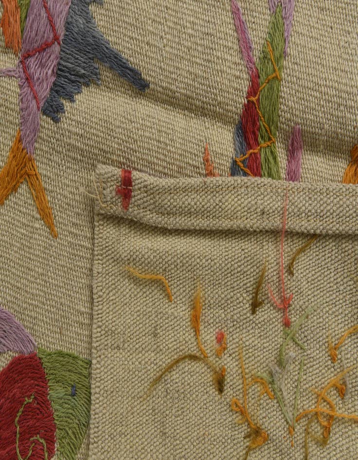 Detail image of  3' 4 x 4' 5  Hand Woven Kilim Suzani Wool Rug