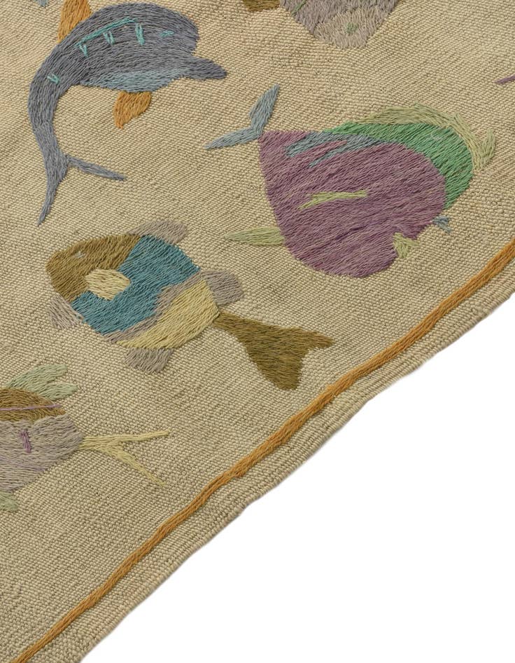 Detail image of  4' 1 x 5' 7  Hand Woven Kilim Suzani Wool Rug