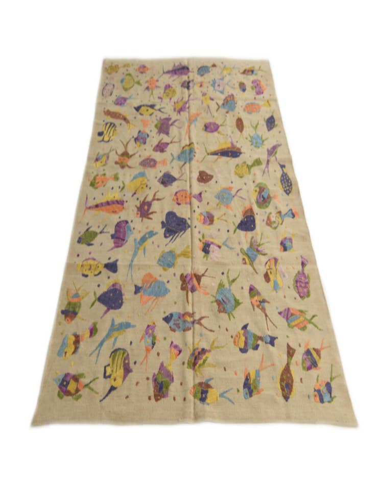 Detail image of  5' 6 x 7' 10  Hand Woven Kilim Suzani Wool Rug