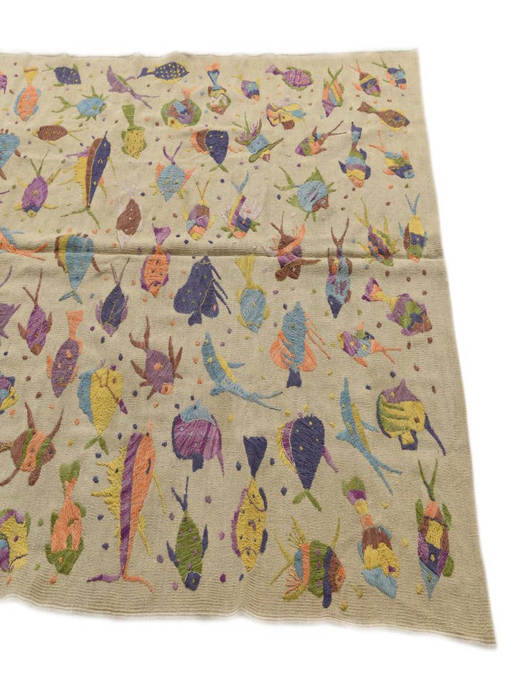 Detail image of  5' 6 x 7' 10  Hand Woven Kilim Suzani Wool Rug