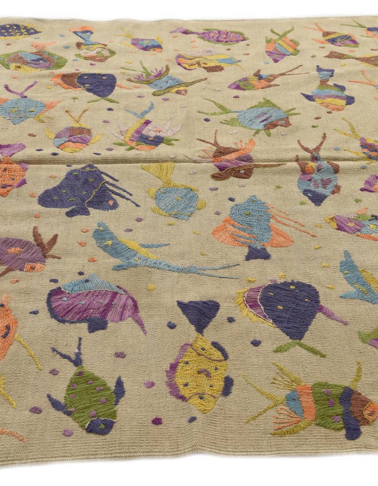 Detail image of  5' 6 x 7' 10  Hand Woven Kilim Suzani Wool Rug