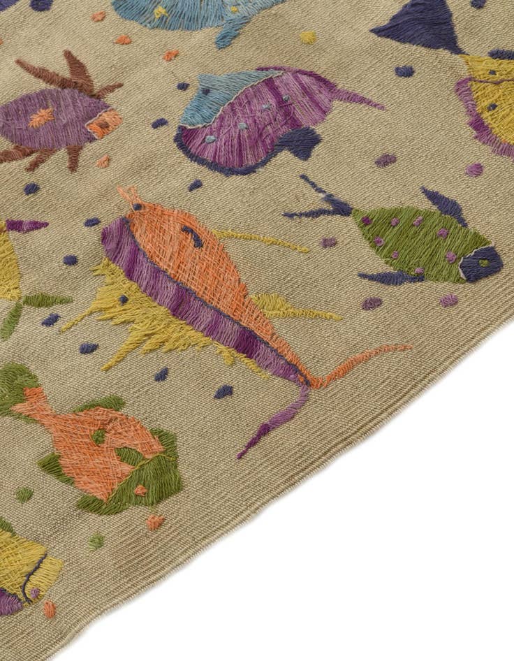 Detail image of  5' 6 x 7' 10  Hand Woven Kilim Suzani Wool Rug