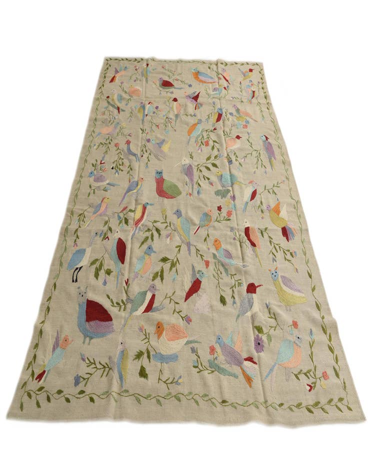 Detail image of  6' 9 x 9'  Hand Woven Kilim Suzani Wool Rug