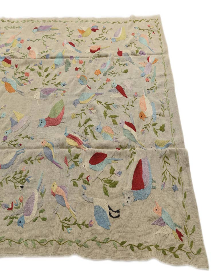 Detail image of  6' 9 x 9'  Hand Woven Kilim Suzani Wool Rug