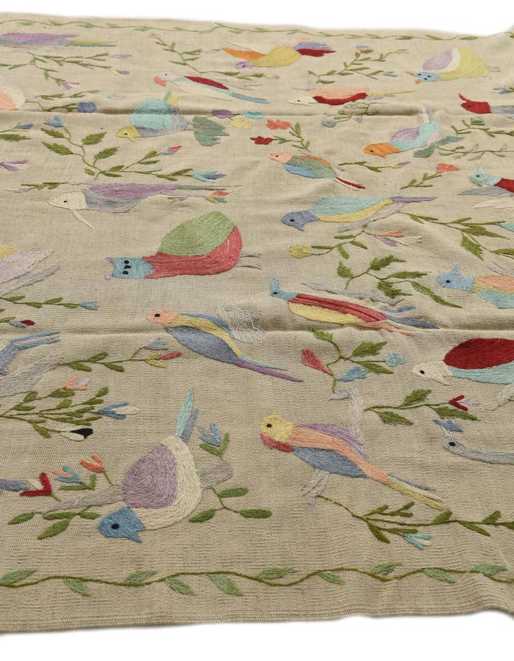 Detail image of  6' 9 x 9'  Hand Woven Kilim Suzani Wool Rug